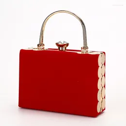 Kvällspåsar Elegant Velor Hard-Surface Women Rektangel Box Bag Handväskor Black Red Fashion Party Clutches Ladies Bolsa Feminina