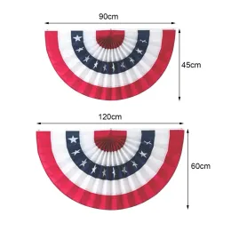 Bağımsızlık Günü Bayrağı Çizgili Yıldızlar Baskı Pileli Fan Şeklinde 4 Temmuz ABD Ulusal Günü Yarım bayrak şenlik malzemeleri