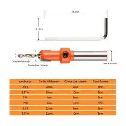 HSS Timber Woodworking Ti Countersink Drill Bit Set Screw Cutter Wood Tool for Wood Counterbore Drilling Metal Sloy Tool