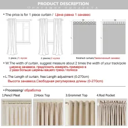 MAKEHOME Faux Linen Semi blackout curtains for living room bedroom Japanese Style Solid Color Modern Curtain for kitchen window