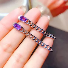 Серьги -серьги для шпильки Fashion 925 Серебряные цепные куртки для вечеринки в общей сложности 1,150 -мм 4 мм 6 мм VVS Amethyst с 18 тыс. Золота.