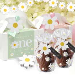 1set Daisy Flower Paper Banery Słomki wiszące lebels na wszystkiego najlepszego z okazji urodzin