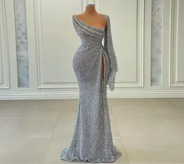 بريق الترتر مثير فساتين السهرة النساء اللباس الرسمي 2022 Vestidos de Fiesta SIDE SLIT MERMAID DEEVINGES ABIYE GECE ELBISESI7880588