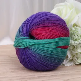 1 BALL 50 g ręcznie tkany Rainbow Kolorowa szydełkowana wełna wełniana przędza Knitting Q0KA