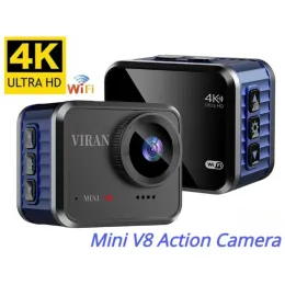 Kameras WiFi Mini Action Camera V8 4K HD 60fps mit Fernbedienungsbildschirm wasserdicht DV Sport Camcorder Drive Recorder Wireless Webcam