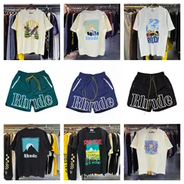 مصمم تي قمصان قميص Rhude مصمم Tshirt Rhude Short Math Bear Tshirt Long Letwork Shorts Shirts القوطية القوطية قمصان مغنية للرجال قميص المصمم Tshirts