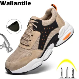 Buty Waliantile Summer Buty robocze Sneakers Men S3 Antismashing Stalowe buty bezpieczeństwa Buty niezniszczalne