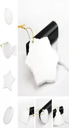 DHL Navio em branco Sublimação branca Pingente de cerâmica criativo Ornamentos de natal transferência de calor impressão de cerâmica diy cerâmica coração ro6989392