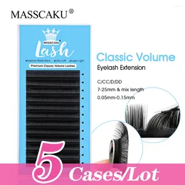 FALSE CILESSA 5CASES/LOTE MASScaku Factory Preço 0,05/0,07/0,10/0,15mm clássico de fibra de fibra sintética regular de cílios sintéticos Extensão individual