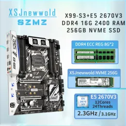 اللوحات الأم SZMZ X99S3 ألعاب Motherboard Kit مع E5 2670V3 DDR4 2400 2*G = 16GB RAM Quad Channel XSJNewWold Gen3x4 256GB SSD KIT XEON X9