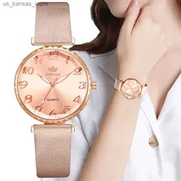 Armbanduhr Fashion 4 -teilige einfache digitale Damen Quarz es Luxus 2023 Heiße Marke Leder Frauen Set Kleider Clock240409