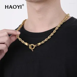 Chains HAOYI 8mm Choke Chain Men's Necklace Stainless Steel Women's Fried Dough Twists Jewelry 2024