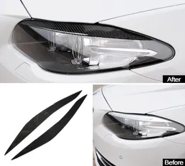 실제 탄소 섬유 헤드 라이트 눈썹 눈꺼풀 BMW F10 5 시리즈 201117 전면 헤드 라이트 램프 눈썹 트림 덮개 액세서리 6155339