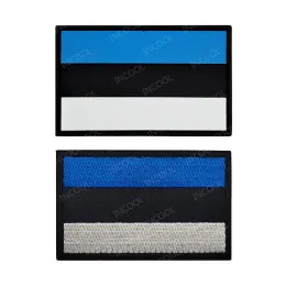 Estland Flagg broderad patch pvc gummi Eesti vabariik flaggor lappar Taktiska militära emblemfäste märken för klädkåpa