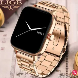 Kvinnors klockor Lige Call Smart Watch Women Custom Dial Smartwatch för Android iOS Waterproof Bluetooth Music Watches Full Touch Armband Clock 240409