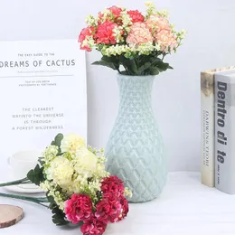 장식용 꽃 1 꽃가루 5 머리 수국 실크 꽃 인공 홀딩 장식 웨딩 테이블 액세서리 홈