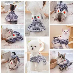 Hundebekleidung Hundekleidung niedliche Apfelkleidung für Hunde Summer Girl Boy Pet Cooling Party Hochzeit Outfit Hemd mit karierte Spitze Katze Chihuahua Pudel L46