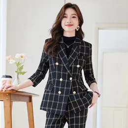 Женские брюки с двумя частями 2024 Fashion Blazer Women Business Suits 2 Pant и Top St