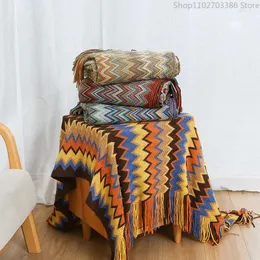 Coperte di divano coperta bohémien copertura geometrica a maglia a maglieria per sedia del divano letto boho decorativo cobertor manta deken