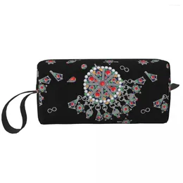 أكياس التخزين أزياء مجوهرات Kabyle Travel Bag Bag Women Amazigh Africa Style Makeup Cosmetic Organizer Beauty Dopp Kit