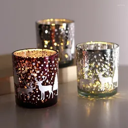 Titulares de vela Cup de copo de vidro Elk Romântico porte eletroplatado Decoração de férias Decorações de casamento Decorações de casamento