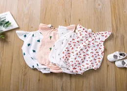 5 Colors Newborn Baby Romper Summer Jumpsuit Cherry Cactus Printed Infant Girl Princess Onesies Bodysuit Clothes9768537