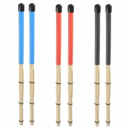 1Pair Black Handle Bamboo Brushes de tambor 15,7 "Comprimento 0,59" Diâmetro