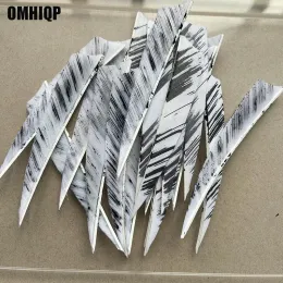 50Pcs 4" Right Wing/Left Wing Shield Arrow Feather White Ink Design Fletching Natural Turkey Plumes Archery DIY Accessories
