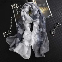 Schals Neue Mode Luxus Seidenschal Frauen Marke doppelseitig Blumenschneidemaschinen Lady Wrap Hals Pashmina gestohlen 180*65cm240409