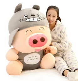 Гигантская плюшевая игрушка с свиньями каваи, превращенная в тоторо, кроличья свинья медведь, плюшевая плюшевая игрушка для девочек, кукла, 35 дюйма 90 см, DY50537031991
