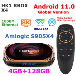 Box Android TV Box Android 11 S905x4 Quad Core 4G 128G HK1 RBOX X4 Smart TV Box 5G Dual WiFi 1000m LAN 8K Kodek