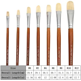 7st Professional Premium Lång hanterad borstfärgborstar Ställ in 100% Natural Chungking Hog Bristle Filbert/Fan Artist Brushes