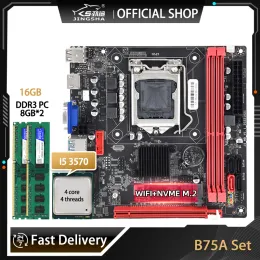 Motherboards B75 LGA 1155 Desktop Motherboard Gaming Kit With i5 3570 2*8GB=16GB DDR3 RAM Plate placa mae LGA 1155 Set Support NVME M.2