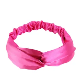 Ny silkeslen satin twist pannband korsa topp knut elastiska hårband kvinnor flickor solida hårband scrunbies turban hår tillbehör