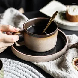 Kubki Vintage Coffee Cup and Blucer Set Ceramic Tea Kreatywna woda