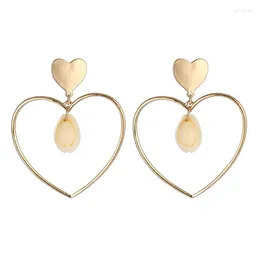 매달린 귀걸이 보헤미안 천연 껍질을위한 여자 자연 껍질 큰 심장 금속 단순한 과장된 현대 성명서 귀걸음 보석 파티 선물