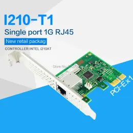 Kort FanMI I210T1 Gigabit Ethernet/Network Card (NIC), Single Port RJ45 PCI Express 2.1 X1 Controller: Intel I210