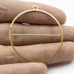 10st/mycket rå mässing WireDrawing Textured Hollow Round Pendant Hoop örhängen Charms för DIY Boho Women Necklace Jewelry Making