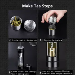 Glass Tea Cup Double Portable Sensible Temperature High Capacity Water Bottle Car Tumbler Office Coffee botella de vidrio