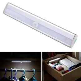 Trådlös rörelsesensor Light Stick-On Portable Battery Powered 10 LED CLOSET Cabinet LED Night Light Stair Step Light Wall Light339K