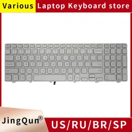 Keyboards Neue US/English Notebook Laptop -Tastatur für Dell Inspiron15 7000 Serie 7537 P36F Silber mit Backlight Long Data Line