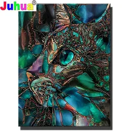 Malarstwo diamentów kolorowy kot 5d sztuka DIY Cross Stitch Fantasy Animal Pet Nowoczesne dekoracyjne pełne kwadratowe okrągłe mozaika diamentowa