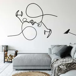 Minimalistische abstrakte Linie Kunst Männer und Frauen Paar Küsse Wandkunst Vinyl Wandaufkleber Heimschlafzimmer Moderne stilvolle Dekoraufkleber