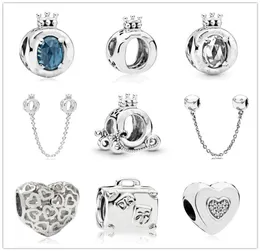 Darmowa wysyłka MOQ 20PCS Srebrny biały ciemnoniebieski Crown Heart Charm BEAD FIT Oryginalny biżuteria bransoletka DIY dla kobiet J0049328448