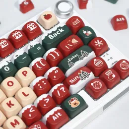 Tillbehör 130 nycklar Merry Christmas Theme KeyCaps MOA Profile PBT Dye SubliMation för MX Switch Mechanical Tangentboard Key Caps