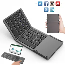 Keyboards B033 Portable Mini Bluetooth Wireless Three Folding Design Keyboard With Foldable Touchpad for Windows Android IOS Phone Tablet