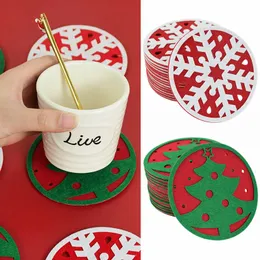 10pcs Christmas Felases Coaster Árvore de natal árvore de neve Copo tape