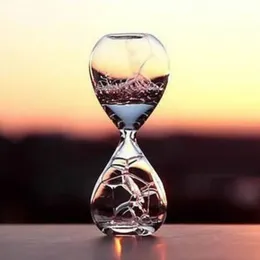 2024 Glass Bubble Hourglass Oregelbundet hem skrivbordsdekorativt hantverk flytande skum vatten driftflaska rolig sandglassemester gåva