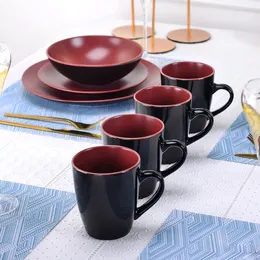 VANCASSO BACCHE 16/32/48-stycken Matt Blackberry Red Stoneware Crockery Coderware Set med middagsplatta, dessertplatta, skål, mugg