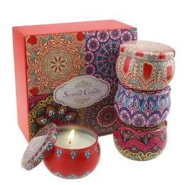 4/6/8Pcs/Set Soy Wax Scented Candles Ethnic Style Fragrance Candles for Travel Home Wedding Birthday Party Decoration